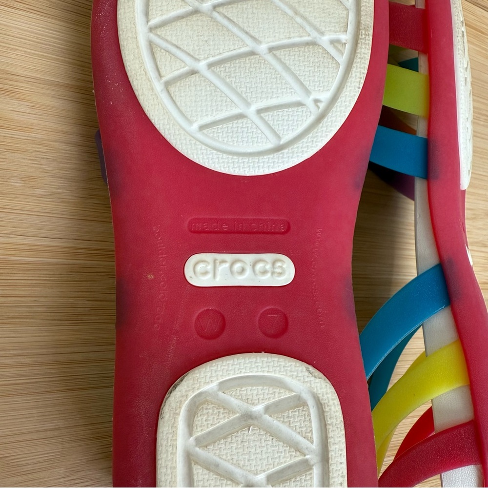 Crocs Isabella Rainbow Huarache Flat Jelly Sandal Women Size 7 Slip On - Picture 11 of 12